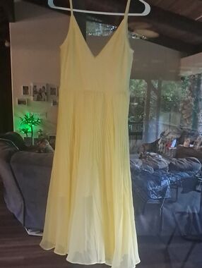 Wilfred Yellow V-Neck Spaghetti-Strap Maxi Dress
